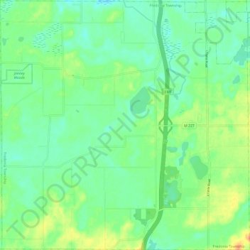 Topografische kaart Fredonia Township, hoogte, reliëf