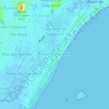 Topografische kaart Praia de Itaparica, hoogte, reliëf