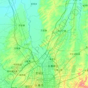 Topografische kaart Kuancheng District, hoogte, reliëf