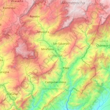 Topografische kaart Lengupá, hoogte, reliëf