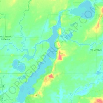 Topografische kaart Lac Blouin, hoogte, reliëf