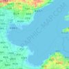 Topografische kaart Bohai Sea, hoogte, reliëf