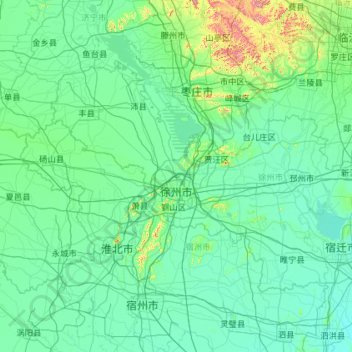 Topografische kaart 徐州市, hoogte, reliëf