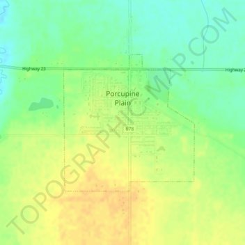 Topografische kaart Porcupine Plain, hoogte, reliëf