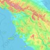 Topografische kaart Toskana, hoogte, reliëf