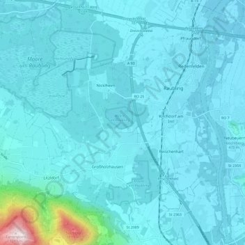 Topografische kaart 83064, hoogte, reliëf