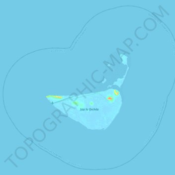 Topografische kaart Isla La Orchila, hoogte, reliëf