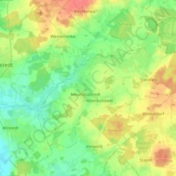 Topografische kaart Bülstedt, hoogte, reliëf