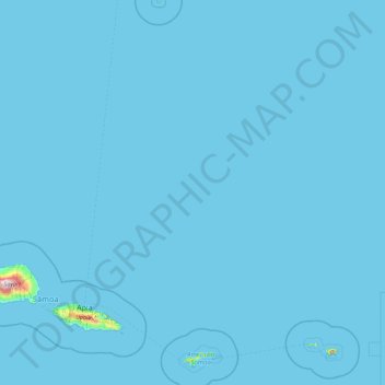 Topografische kaart Samoa Americana, hoogte, reliëf