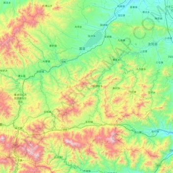 Topografische kaart 嵩县, hoogte, reliëf