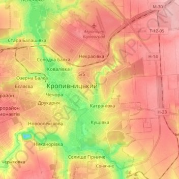 Topografische kaart Подольский район, hoogte, reliëf
