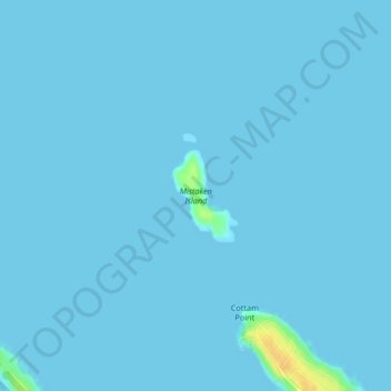 Topografische kaart Mistaken Island, hoogte, reliëf