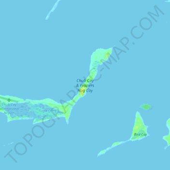 Topografische kaart Chub Cay, hoogte, reliëf