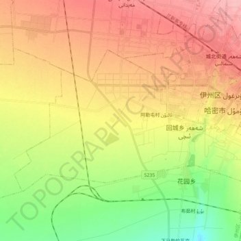 Topografische kaart 回城乡, hoogte, reliëf