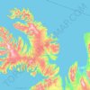 Topografische kaart Vestfirðir, hoogte, reliëf