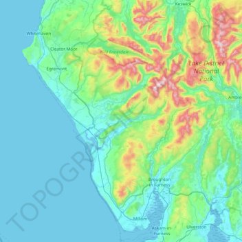 Topografische kaart Copeland, hoogte, reliëf