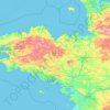 Topografische kaart Bretagne, hoogte, reliëf