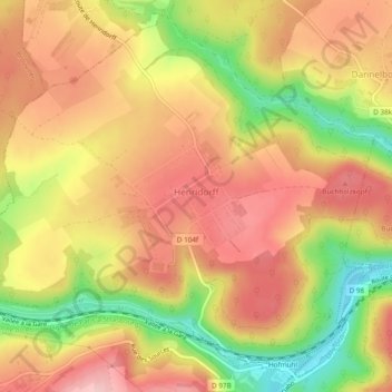 Topografische kaart Heinrichsdorf, hoogte, reliëf