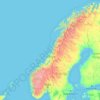 Topografische kaart Noruega, hoogte, reliëf