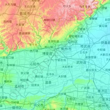 Topografische kaart 焦作市, hoogte, reliëf
