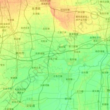 Topografische kaart 霸州市, hoogte, reliëf