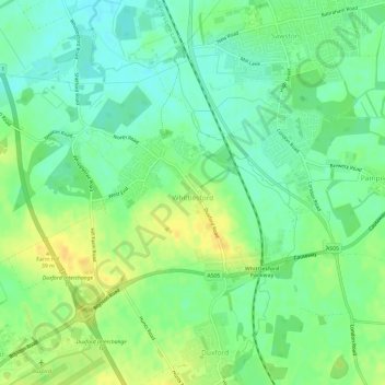 Topografische kaart Whittlesford, hoogte, reliëf
