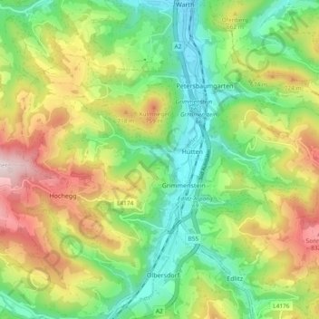 Topografische kaart 2840, hoogte, reliëf