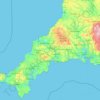 Topografische kaart Cornwall, hoogte, reliëf