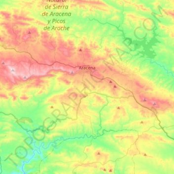 Topografische kaart Aracena, hoogte, reliëf