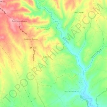 Topografische kaart Romeira, hoogte, reliëf