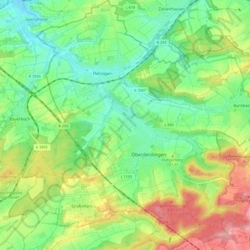 Topografische kaart 75038, hoogte, reliëf