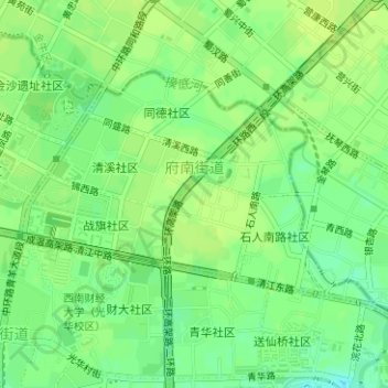 Topografische kaart 府南街道, hoogte, reliëf