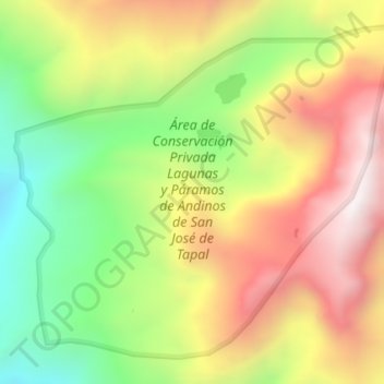 Topografische kaart Área de Conservación Privada Lagunas y Páramos de Andinos de San José de Tapal, hoogte, reliëf