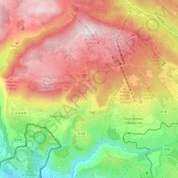 Topografische kaart 66120, hoogte, reliëf