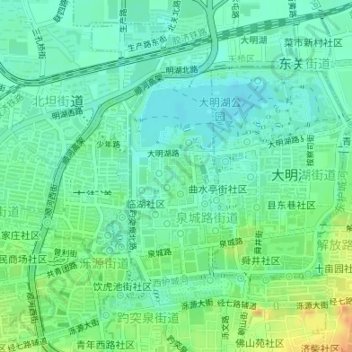 Topografische kaart Jinan, hoogte, reliëf