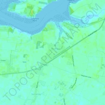 Topografische kaart Birdham, hoogte, reliëf