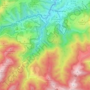 Topografische kaart Oiz, hoogte, reliëf