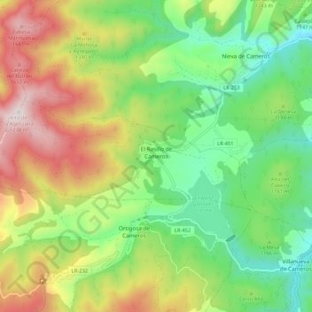 Topografische kaart El Rasillo de Cameros, hoogte, reliëf