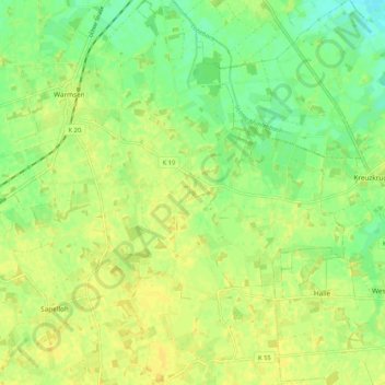 Topografische kaart Großenvörde, hoogte, reliëf