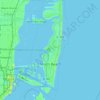 Topografische kaart Miami Beach, hoogte, reliëf