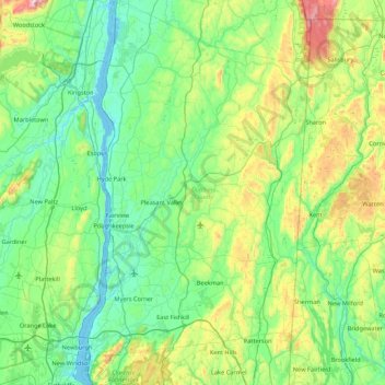 Topografische kaart Dutchess County, hoogte, reliëf