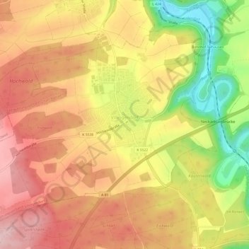 Topografische kaart Villingendorf, hoogte, reliëf