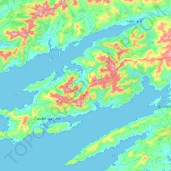 Topografische kaart Béarra, hoogte, reliëf