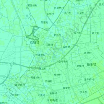 Topografische kaart 乌镇镇, hoogte, reliëf