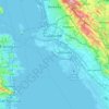 Topografische kaart Oakland, hoogte, reliëf