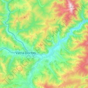 Topografische kaart Dorna-Arini, hoogte, reliëf