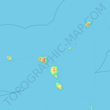Topografische kaart Isole Eolie, hoogte, reliëf