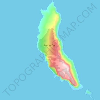 Topografische kaart Moho Tani, hoogte, reliëf