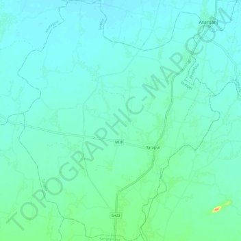 Topografische kaart Tarapur, hoogte, reliëf