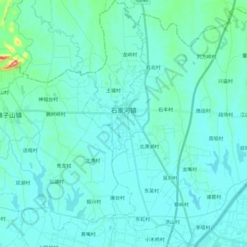 Topografische kaart 石家河, hoogte, reliëf